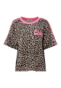 T-shirt beige/neon pink leo